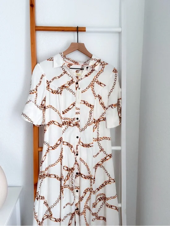 Anthropologie Maeve Chain Printed Short Sleeve Shirt Maxi Dress NWT - Picture 6 of 15